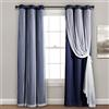 Lush Decor Tende trasparenti con occhielli, con fodera oscurante isolante, coppia di tende per finestre, 96 cm di larghezza x 213 cm di lunghezza, blu navy, tende con rivestimento trasparente