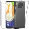 SMYTU Custodia per Samsung Galaxy A03 (Non per A03s) + Pellicola Vetro Temperato,Ultra Sottile Morbido TPU Trasparente Silicone Antiurto Protettiva Case per Samsung Galaxy A03 - Trasparente