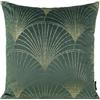 Eurofirany Elegante federa per cuscino in velluto con stampa, 45 x 45 cm, morbida federa per cuscino da divano, motivo a ventaglio, colore: menta scuro