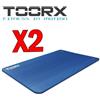 TOORX Kit Risparmio con 2 Materassini fitness Pro azzurri con occhielli cromati - Dimensioni 100x61 cm, spessore 1,5 cm
