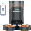 HoneyGuaridan Distributore Automatico di Cibo Gatti WiFi con 2 Ciotole, Programmato Tramite APP, 4.5L Distributore Cibo Gatti con Timer, 6 Pasti al Giorno - per Gatti e Cani di Piccola/Media Taglia