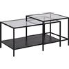 AC Design Furniture Jörn Tavolino da Salotto, Vetro Metallo, Nero, H: 50 x B: 90 x T: 55 cm