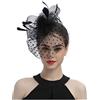 KAIAIWLUO Fascinator Cappello,Vintage Fascinators Copricapi Sposa Velo Cappello Piattino Nero Sinamay Fascia Matrimonio Hatinator Velo Piuma Maglia Viso Velo con Fermaglio per Capelli per Donne Ragazze Party