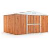 Notek Box in Acciaio Zincato Casetta da Giardino in Lamiera 4.03 x 2.69 m x h2.17 m - 149 KG - 10.84 metri quadri (Finitura Legno)