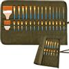 DecorDwell Porta Pennelli Tela Astuccio In Tela 30 Fori Astuccio Portapenne Di Tela Arrotolabile Borsa Porta Pennelli Sacchetto Porta Penna Per Pennelli A Olio, Acquerelli, Pennelli Da Artista(Verde Militare)