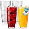 HEFTMAN Set di 4 bicchieri in plastica - Bicchieri in acrilico da 550 ml con design a spirale - Bicchieri in plastica riutilizzabili per giardino, picnic, campeggio, barbecue, feste (Trasparente)