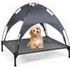 DREAMADE Letto per Cani e Gatti con Tetto Smontabile, Brandina per Animali Domestici in Teslin Impermeabile e Traspirante, Lettino Portabile per Interno ed Esterno Grigio (L: 90x81x86 cm)