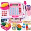 BUYGER Grande Registratore di Cassa Supermercato Giocattolo, Cibo Finto Giochi di Ruolo Regalo per Bambini 3 Anni - Microfono, Calcolatrice, Scanner, Lettore di Carta