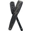 Nefelibata Tracolla per chitarra in pelle pieno fiore imbottitura in schiuma con rivetti in argento flash per chitarre elettriche, acustiche e bassi (larghezza 2,5, nero carbone)