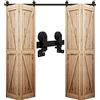 WOLFBIRD 5FT/1.5M Bi-Folding Binario per Porta Scorrevole Kit ferramenta per porte scorrevoli bilaterale Nero e Rustico Porta Scorrevole Kit Piega Accessori Adatto per aperture porte 120-130 cm