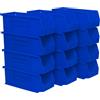 Akro-Mils 30224 AkroBins Plastic Storage Bins, Space-Saving Stackable Bins for Garage, Pantry, Craft Organization, 27,6 cm x 10,5 cm x 10,2 cm, Blue, 12-Pack