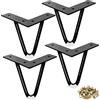 ASelected 4 gambe a forcina, resistente tavolo per mobili in metallo con protezioni per pavimenti in gomma e viti, per armadi fai da te, armadio, comodino, credenza, divano, 10 cm, (nero)