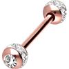 PIERCINGLINE Barbell in acciaio chirurgico, sfere epossidiche + cristalli, barretta per piercing e lingua, colori e dimensioni a scelta, Acciaio chirurgico 316L/resina epossidica