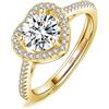 Josfeva Anelli in argento per donna e donna, anello in argento Sterling 925 con diamante promessa d'amore per coppie, regolabile, per matrimonio, in 3 colori (argento/oro rosa/oro), Pietra