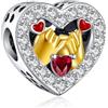Annmors Ciondolo Argento Sterling 925 Charm Bead Compatibile Bracciale e Collane Europei Love Heart Perline zirconi 5A Natale,San Valentino,festa della mamma,ciondoli regalo per donne e ragazze