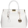 Chicca Borse Bag Borsa a Mano in Pelle Made in Italy 35x28x16 cm (D01 Bianco)