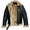 Shopoyn Giacca da uomo in vera pelle di montone Raf Aviator B3 Bomber volo invernale WW2 - Nero n Marrone, Nero , M
