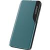 GOKEN Cover per Samsung Galaxy S23 5G, Smart Specchio View Flip PU Leather Case, Premio Custodia Cellulare con Una Schermo Finestra, Folio Case con Supporto Pieghevole, Verde