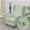 Highdi Velvet Copripoltrona con Orecchie Elasticizzato, Tinta unita 2-Pezzi Copridivano da 1 Posto con Fodera per Cuscino, Lavabile per Strandmon Bar Soggiorno Camera da Letto (verde menta)
