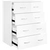 vidaXL Credenza con 4 Cassetti 60x30,5x71 cm Bianco Lucido