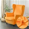 Highdi Velvet Copripoltrona con Orecchie Elasticizzato, Tinta unita 2-Pezzi Copridivano da 1 Posto con Fodera per Cuscino, Lavabile per Strandmon Bar Soggiorno Camera da Letto (Arancione)