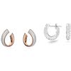 Swarovski Orecchini a cerchio Exist, Piccoli, Bianchi, Placcato color oro & Orecchini a Cerchio Stone, Piccoli, Bianchi, Placcato Rodio
