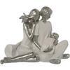 DRW Figura di una famiglia seduta in bianco e argento 19,5x14x15cm