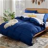 Sonive Set Copripiumino in Microfibra - 155 x 220 cm / 80 x 80 x 2, Righe Blu Reale Semplici