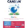 Canson Colorline- Blocco collato lato corto di 25 fogli A4, 150 g/m², tonalità blù assortiti