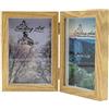 Smiling Art, cornice portafoto per 2 foto, in legno MDF, cornice pieghevole doppia, 3D, per oggetti (beige, 2 x 10 x 15 cm)