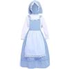 Lito Angels Children's Apparel Lito Angels Vestito Costume Medievale Coloniale Pioniere Quadretti Blu con Grembiule Bianco e Cappello Pizzo per Bambina Taglia 3-12 anni