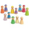Merle Toys® 12 Figurine Legno, FSC 100%, Figure per Bambini 2+, Ideali per Costellazioni Familiari Figure, Compatibili con Arcobaleno Legno Montessori, Bambole in 2 Dimensioni