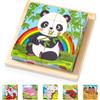 Wisplye Puzzle Cubi Legno Giochi Bambini, 3D Cubo Puzzle Giochi, 6 in 1 Motivi Animali Puzzle in Legno Giocattoli Montessori Educativi Regalo per Bambini Ragazzi Ragazze 2 3 4 Anni