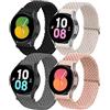 SOLOLUP 4 Pezzi Cinturino Nylon Intrecciato per Samsung Galaxy Watch 6/5/4 40mm 44mm/Watch 6 Classic 43mm 47mm/5 Pro 45mm/4 Classic 42 46mm,20mm Cinturino Sportivo Elastico Regolabili,Nero/Bianco/Grigio/Rosa