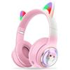 AXFEE Cuffie Bluetooth per Bambini, LED Cuffie Cablate/Wireless con Orecchio di Gatto, Pieghevole Audio Stereo HD Over-Ear Cuffie per Studiare/Viaggiare, 105dB Volume Limited, Bluetooth 5.3 Version
