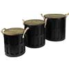 Urban Living Set di 3 tavolini in Metallo, ingegnerizzato, Nero/Legno, Normal