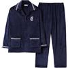 Beokeuioe Flecce Set pigiama da uomo caldo in flanella, set pigiama invernale extra caldo, pigiama da uomo, lungo, in flanella, con bottoni, A2 blu scuro, XXXXL