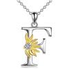 VONALA Collana in Argento Sterling 925 con Lettera dell'Alfabeto Personalizzata, Fiore di Sole, Gioielli con Ciondolo a Lettera per Donne e Ragazze, Argento sterling