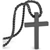 SERASAR Catena da Uomo Collana con Ciondolo in Acciaio Inossidabile - 60cm Nero Regalo per Croce Fascia di Gioielli Gesù