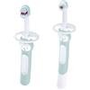 MAM Learn to brush Set C150 - Set di 2 spazzolini da denti: manico lungo e manico corto, con anello di sicurezza, per bambini dai 6 mesi, blu, 2 pezzi