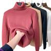 Berrynight Maglia invernale in pile spesso lavorato a maglia, caldo maglione a collo alto termico da donna casual in pile a maniche lunghe, Rosso, S