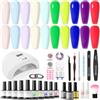 RSTYLE Kit Semipermanente Unghie, 10 Coloris Smalto Semipermanente Per Unghie Kit Gel con Lampada 48W UV/LED Smalti Gel per Unghie Pastello Set Semipermanente Unghie Completo Manicure Fluo Blu Rosa