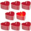 MIJOMA Set di 8 candeline a forma di cuore, ca. 4 x 4 cm, colori a scelta rosso o bianco, illuminazione romantica per ogni occasione (rosso)