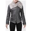 Infinity Donna Corto Biker Vera pelle di Pecora Shearling Aviator Toscana Grigio Giacca