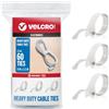 Velcro Fascette fermacavi bianche resistenti | Confezione da 60 pezzi | 8 cinghie monovascolari da 1/2 | Forte gestione dei fili riutilizzabile | raggruppamento di cavi per casa, ufficio e data