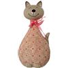 DRW Figura gatto rosa resina con fiocco 11 x 10,5 x 23 cm