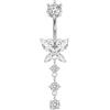 CIZME 925 Piercing all'ombelico in Argento Sterling 14G 10 mm Barra ombelicale con Ciondolo a Farfalla Piercing al Ventre Gioielli con CZ