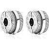 Annmors 925 Sterling Silver Clips Distanziatore Catena di Sicurezza Ferma Ciondoli Ciondolo in Vetro di Murano per Donna Bracciale Collana Gioielli Regalo
