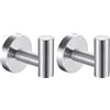 YUET 2 Pezzi Ganci Portasciugamani in SUS 304 Acciaio Inox Gancio Appendiabiti da Parete Con Accessori a vite per Cucina e Bagno Asciugamani Muro Accappatoio (Argento spazzolato)