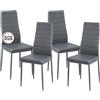 anrekl Set di 4 sedie da pranzo con braccioli, gambe in metallo, moderna sedia da cucina, comoda e imbottita, per sala da pranzo, soggiorno, cucina, grigio